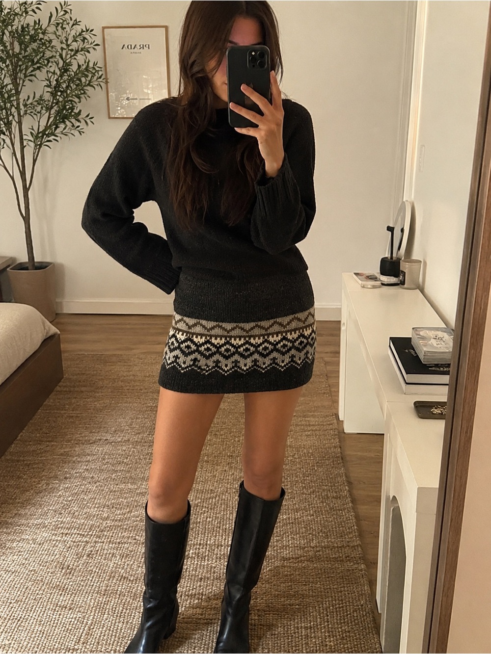 NWT Kyber Outerwear Wool Knit Fair Isle Mini Skirt S